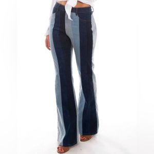 Altar’d State Two Tone Bell Bottom Flare Jeans